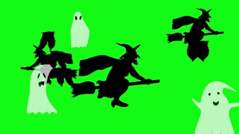 Halloween elements animation on green screen Stock Footage 287806671