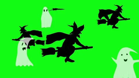 Halloween elements animation on green screen Stock Footage 287806675