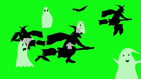 Halloween elements animation on green screen Stock Footage 287806679