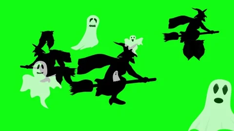 Halloween elements animation on green screen Stock Footage 287806681