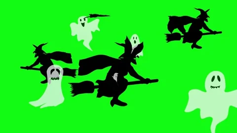 Halloween elements animation on green screen Stock Footage 287806683