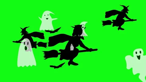 Halloween elements animation on green screen Stock Footage 287806689