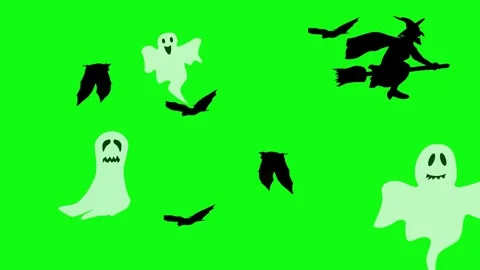 Halloween elements animation on green screen Stock Footage 287806693