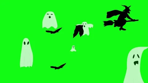 Halloween elements animation on green screen Stock Footage 287806694