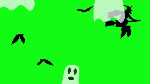 Halloween elements animation on green screen Stock Footage 287806706