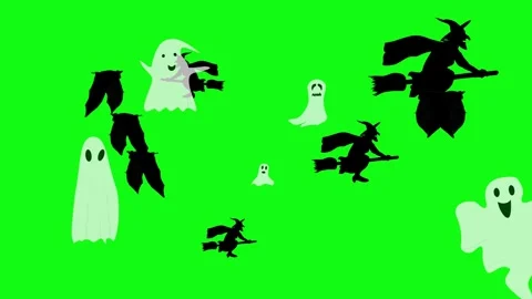 Halloween elements animation on green screen Stock Footage 287806707