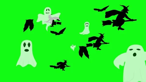 Halloween elements animation on green screen Stock Footage 287806708