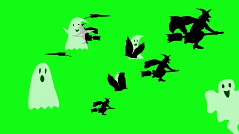 Halloween elements animation on green screen Stock Footage 287806713