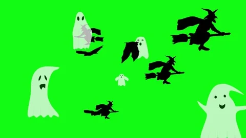 Halloween elements animation on green screen Stock Footage 287806716