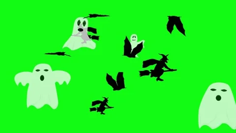 Halloween elements animation on green screen Stock Footage 287806718
