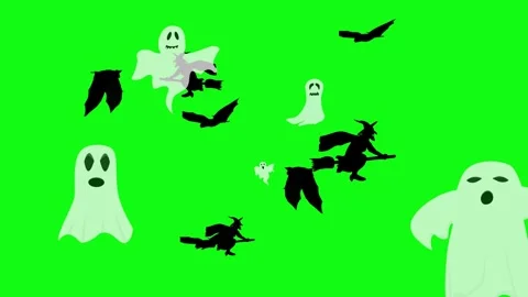 Halloween elements animation on green screen Stock Footage 287806723