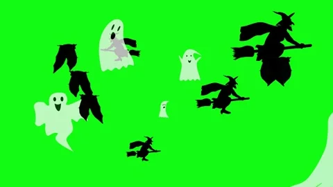 Halloween elements animation on green screen Stock Footage 287806727