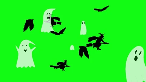 Halloween elements animation on green screen Stock Footage 287806730