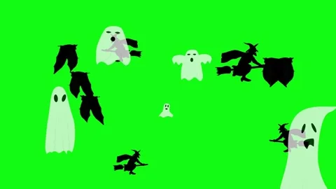 Halloween elements animation on green screen Stock Footage 287806735