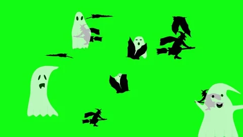 Halloween elements animation on green screen Stock Footage 287806736