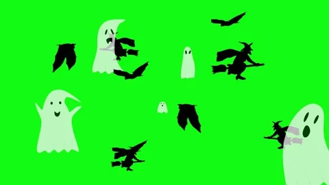 Halloween elements animation on green screen Stock Footage 287806738