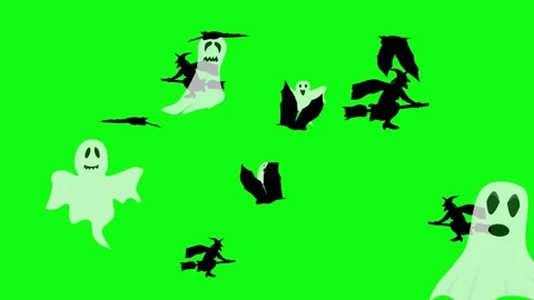 Halloween elements animation on green screen Stock Footage 287806743