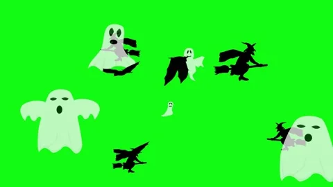 Halloween elements animation on green screen Stock Footage 287806747