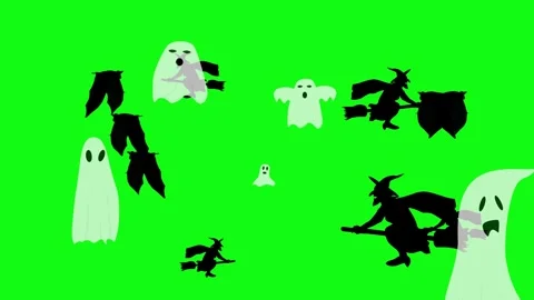 Halloween elements animation on green screen Stock Footage 287806750