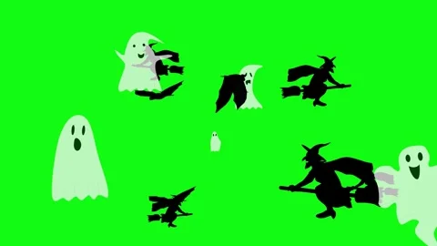 Halloween elements animation on green screen Stock Footage 287806754