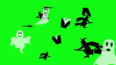 Halloween elements animation on green screen Stock Footage 287806760