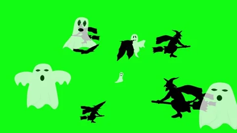 Halloween elements animation on green screen Stock Footage 287806764