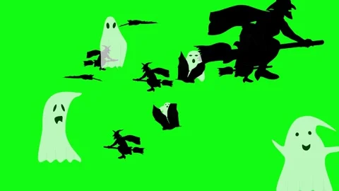 Halloween elements animation on green screen Stock Footage 287806765