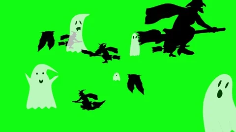 Halloween elements animation on green screen Stock Footage 287806767