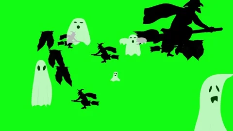 Halloween elements animation on green screen Stock Footage 287806770