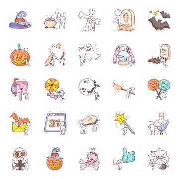 Halloween Elements Doodle Vectors Pack Illustrazione stock