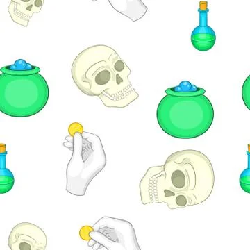 Halloween elements pattern, cartoon style Stock Illustration