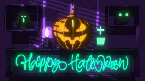 Halloween Elements In A Scary Dark Room Stock Footage 252637492