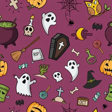 Halloween elements seamless pattern Stock Illustration