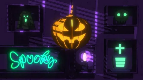 Halloween Elements In a Spooky Dark Room Stock Footage 252637929