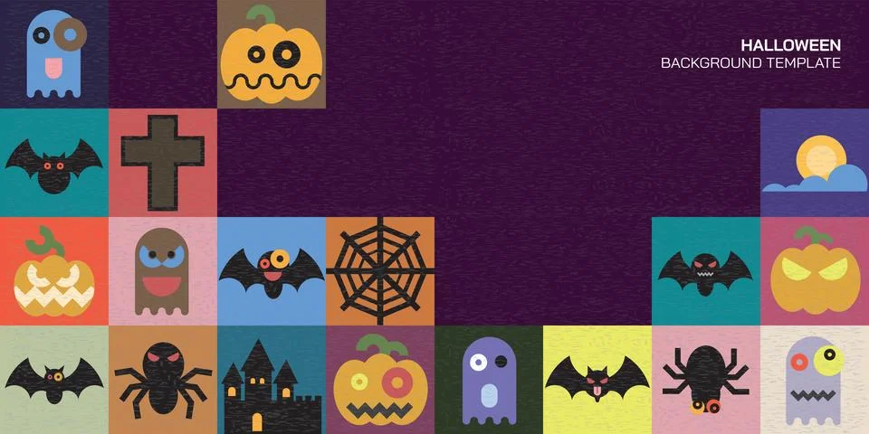 Halloween elements in square frame vector illustration have blank space. Ha.. Stock Illustration