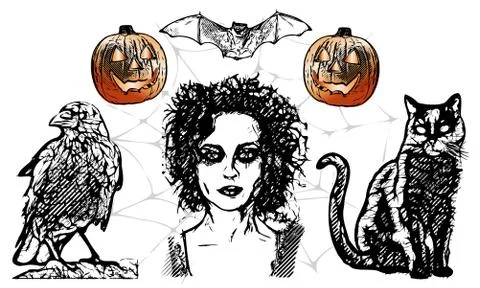 Halloween elements vector illustration Stock Illustration