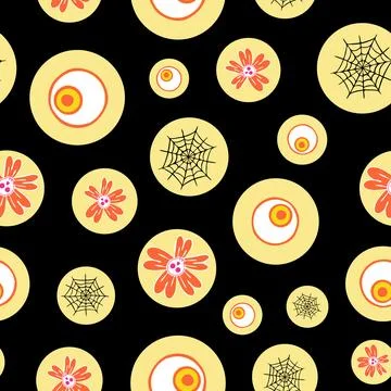 Halloween elements vector repeat pattern Stock Illustration