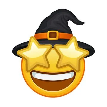 Halloween emoji with witch hat and grinning face with star eyes Ilustración de archivo