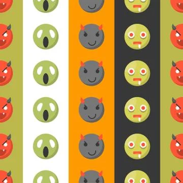 Halloween Emoticon seamless pattern, flat design for use as wallpaper or back 스톡 일러스트