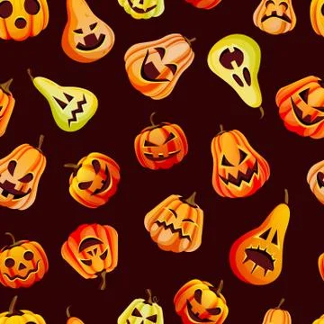 Halloween emotion pumpkins seamless pattern. Vector illustration. Jack o lant Illustrazione stock