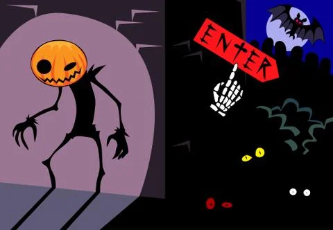 HALLOWEEN "ENTER" Stock Illustration