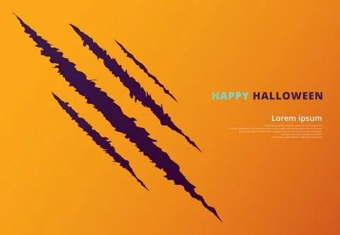 Halloween event concept with scratching marks on yellow wall from zombie nail Stock Illustration