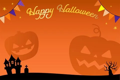 Halloween event frame with various illustrations Stock Illustration