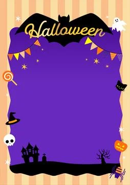 Halloween event frame with various illustrations Stock Illustration