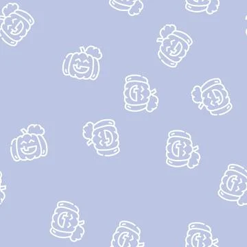 Halloween event line vector seamless pattern black イラスト素材