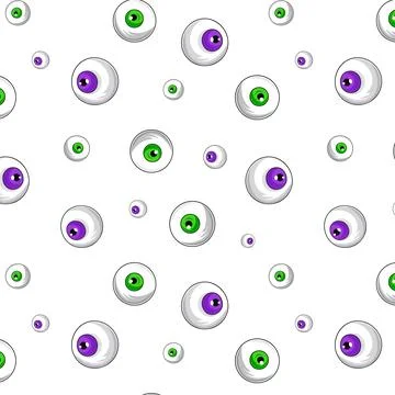 Halloween eyeballs pattern.  Seamless pattern of green and blue eyeballs. F.. Stock Illustration