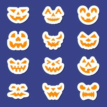 Halloween face icon sticker set Stock Illustration