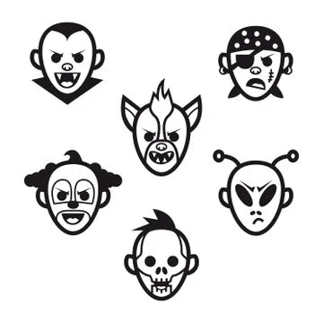 Halloween faces 01 Illustrazione stock