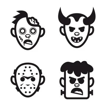 Halloween faces 02 Stock Illustration