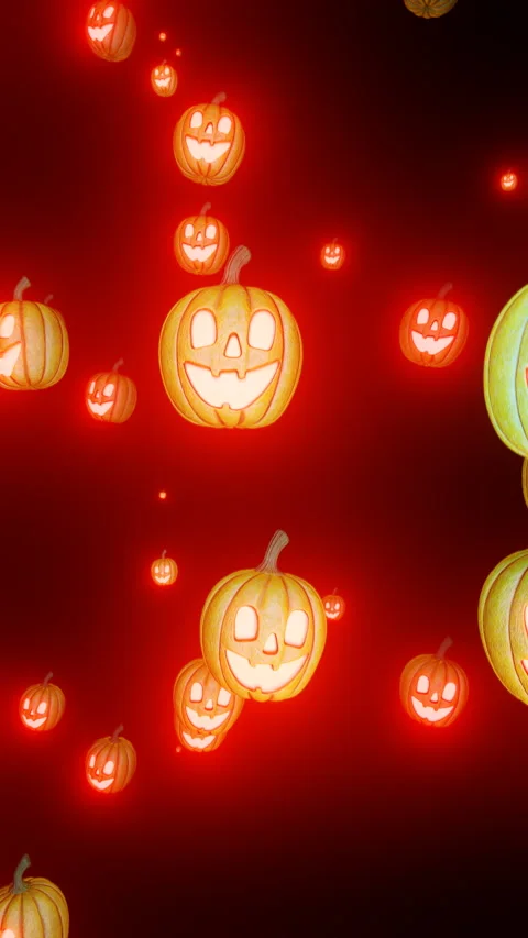 Halloween, Falling Pumpkins seamless loop vertical video Stock Footage 249750430